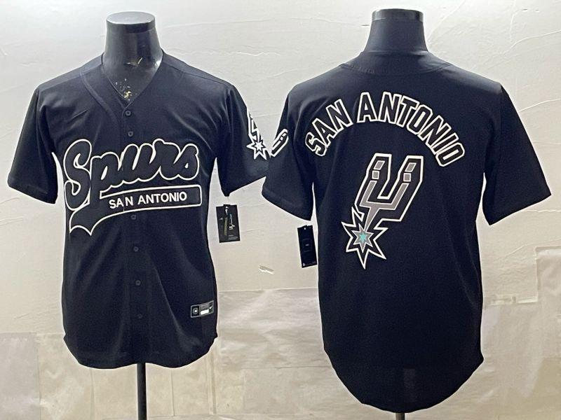 Men San Antonio Spurs Blank Black Nike 2025 NBA Jersey style 01->washington commanders->NFL Jersey